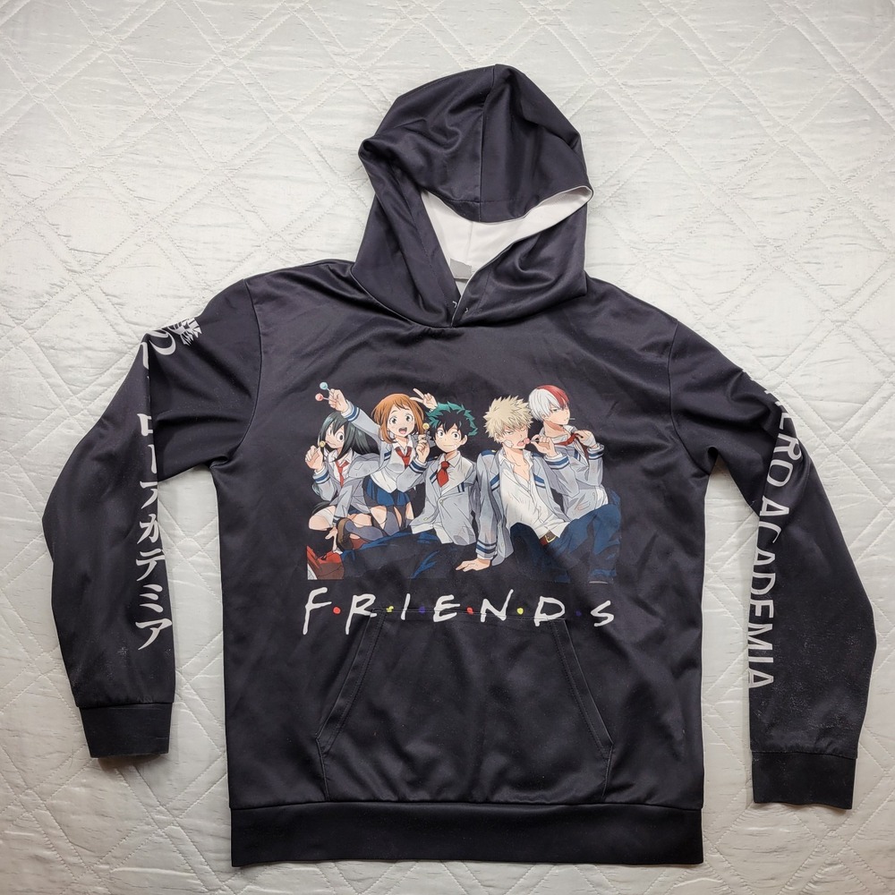 My Hero Academia FRIENDS themed‎ black hoodie size L